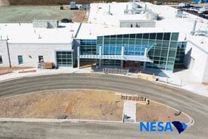 Aerial View of the under-construction entrance of the Black River Medical Center