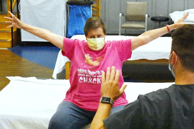 Gwendolyn Strickland, who has Parkinson's Disease, during an LSVT BIG therapy session with an MUSC Health Florence physical therapist.