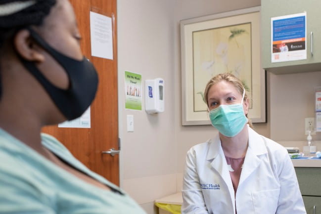 Dr. Rebecca Wineland with a patient